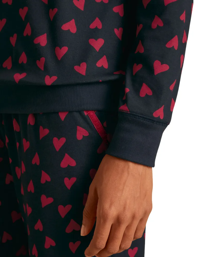 15828   29552 Red Hearts Dark Lapis Blue Cotton Pajamas Set