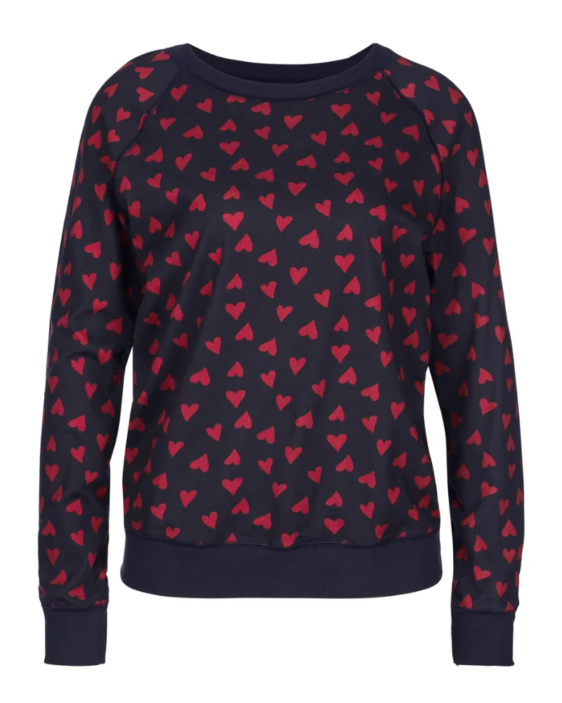 15828   29552 Red Hearts Dark Lapis Blue Cotton Pajamas Set