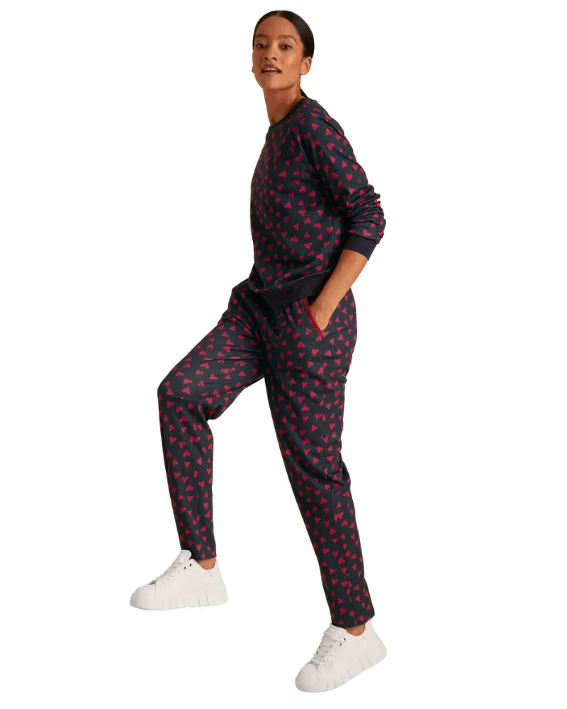 15828   29552 Red Hearts Dark Lapis Blue Cotton Pajamas Set