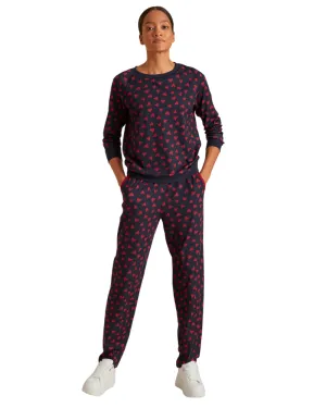 15828   29552 Red Hearts Dark Lapis Blue Cotton Pajamas Set