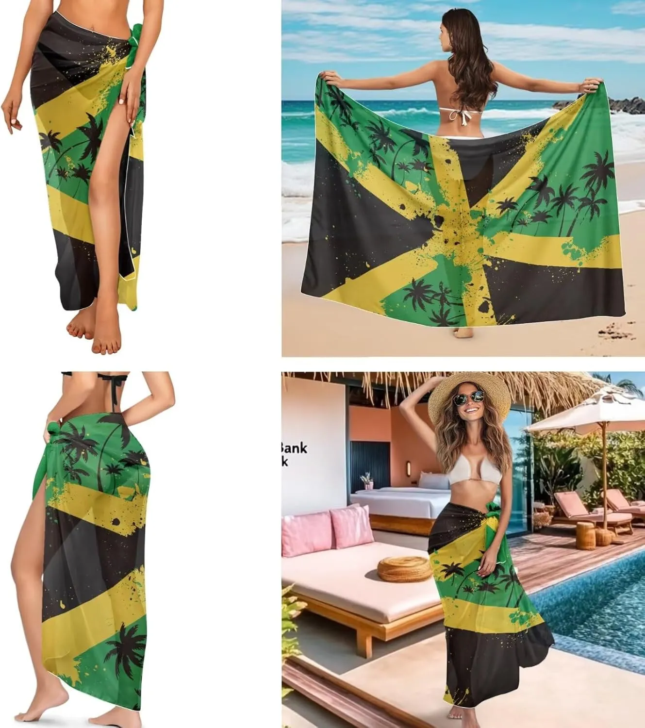 3 Piece Swimsuits for Women High Waist Bikini Set with Swimsuit Cover Up Sarong Beach Cover Ups for Summer