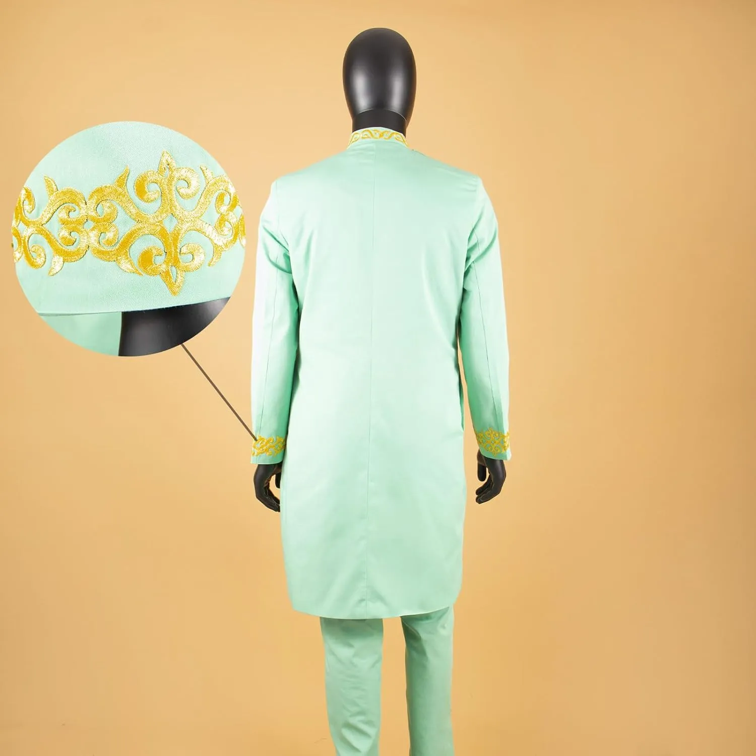 African Suits for Men Dashiki Embroidery Jackets and Pants 2 Piece Set Slim Fit Formal Outfits Wedding