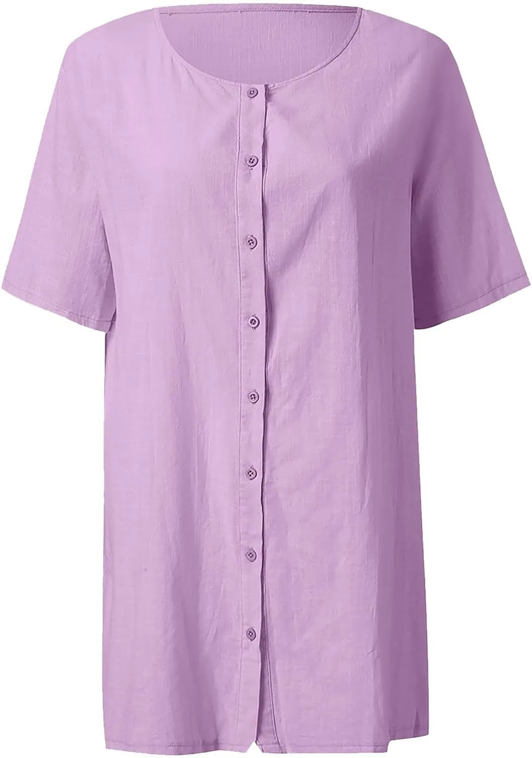 Akivide Women's Summer Casual Cotton Linen Short Sleeve Button Up Shirt Plus Size Swimsuit Beach Cover Up Mini Dress