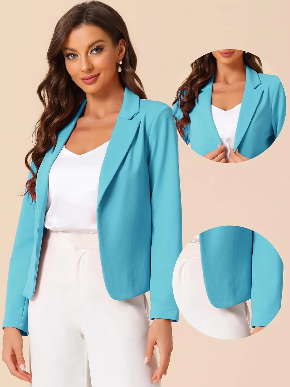 Allegra K Business Blazer for Women's Work Office Open Front Casual Dressy Suit Jackets