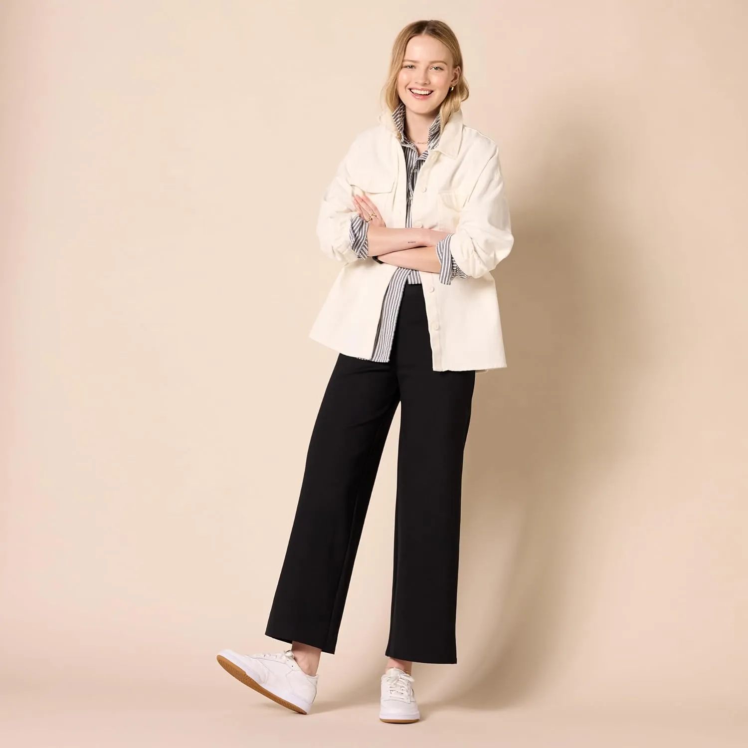 Amazon Essentials Women's Cropped Wide Leg Pull-On Pants