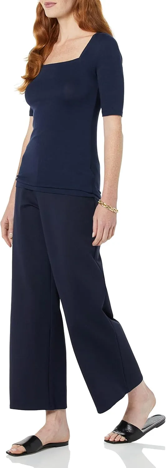 Amazon Essentials Women's Cropped Wide Leg Pull-On Pants