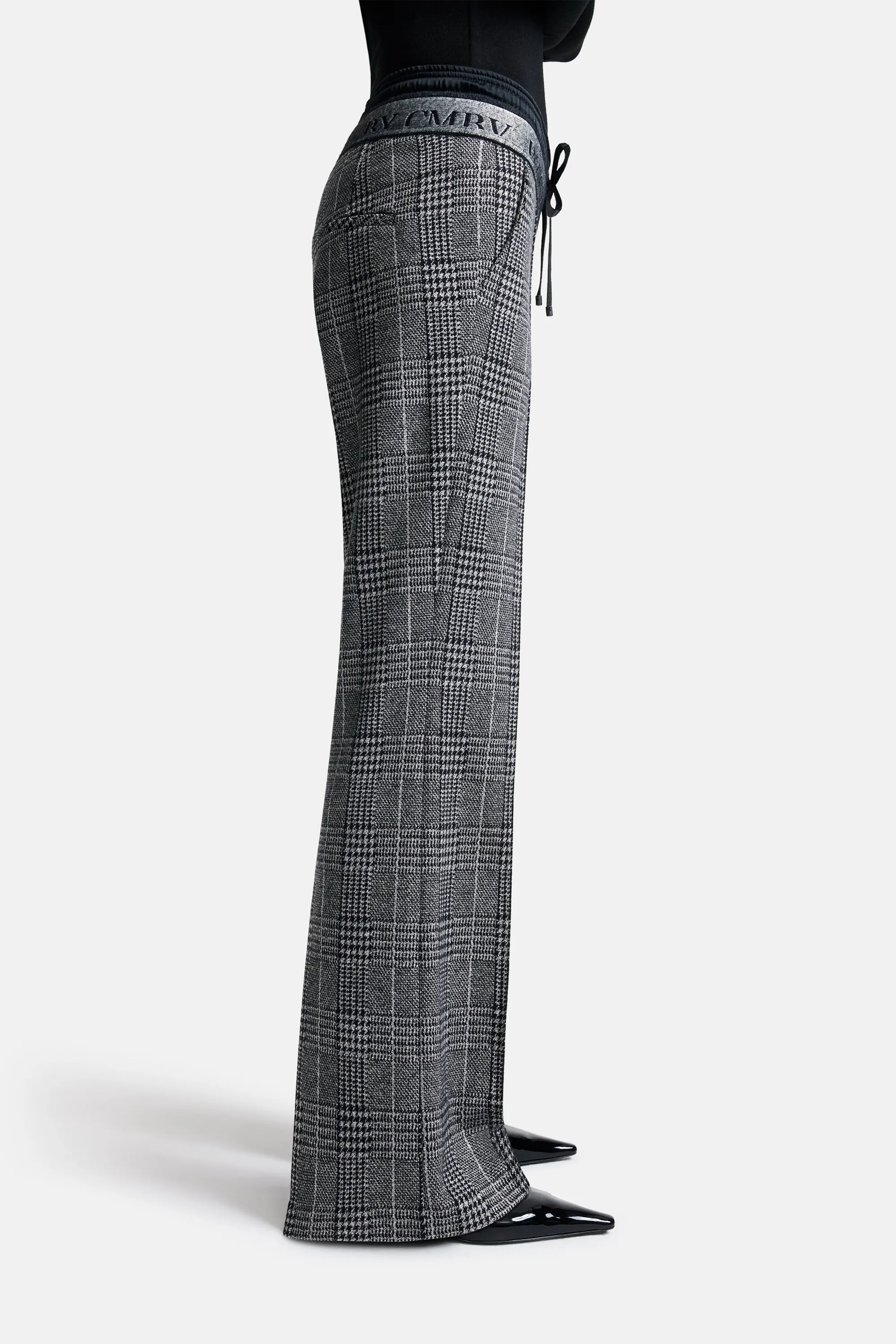 Ava Double Jog Pants - Grey Black Glencheck