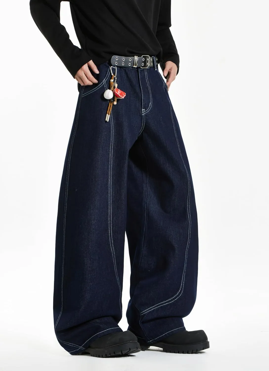 Baggy Barrel Jeans for Woman Men Wide Leg Loose Fit Jeans Y2K Hip Hop Streetwear Denim Pants