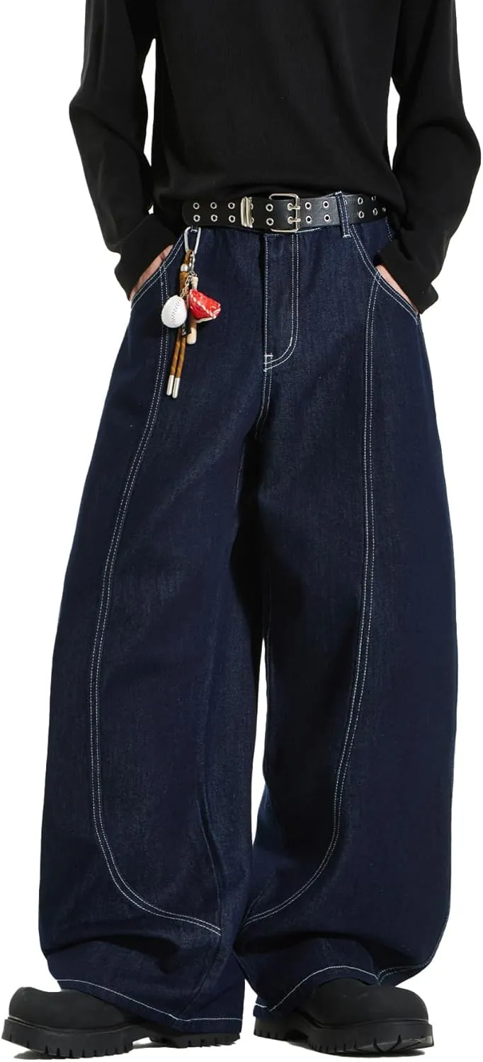 Baggy Barrel Jeans for Woman Men Wide Leg Loose Fit Jeans Y2K Hip Hop Streetwear Denim Pants