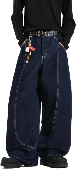 Baggy Barrel Jeans for Woman Men Wide Leg Loose Fit Jeans Y2K Hip Hop Streetwear Denim Pants