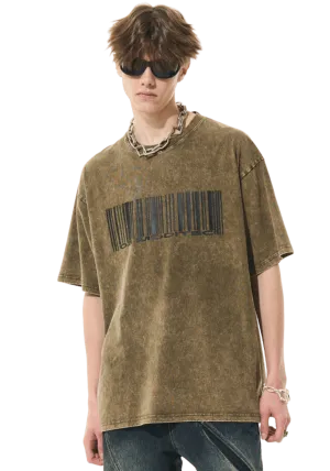 Barcode Distressed Print T-shirt