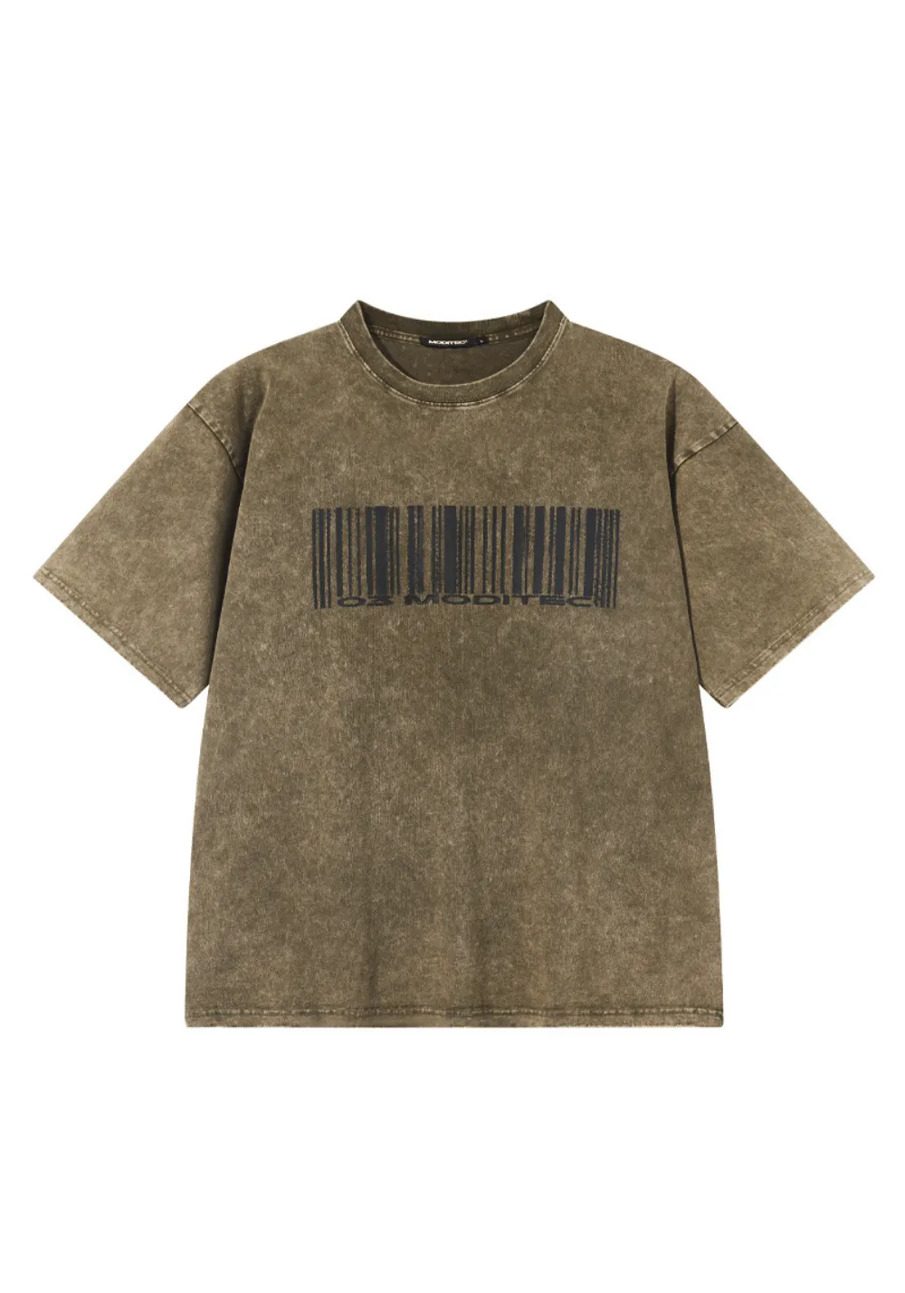 Barcode Distressed Print T-shirt