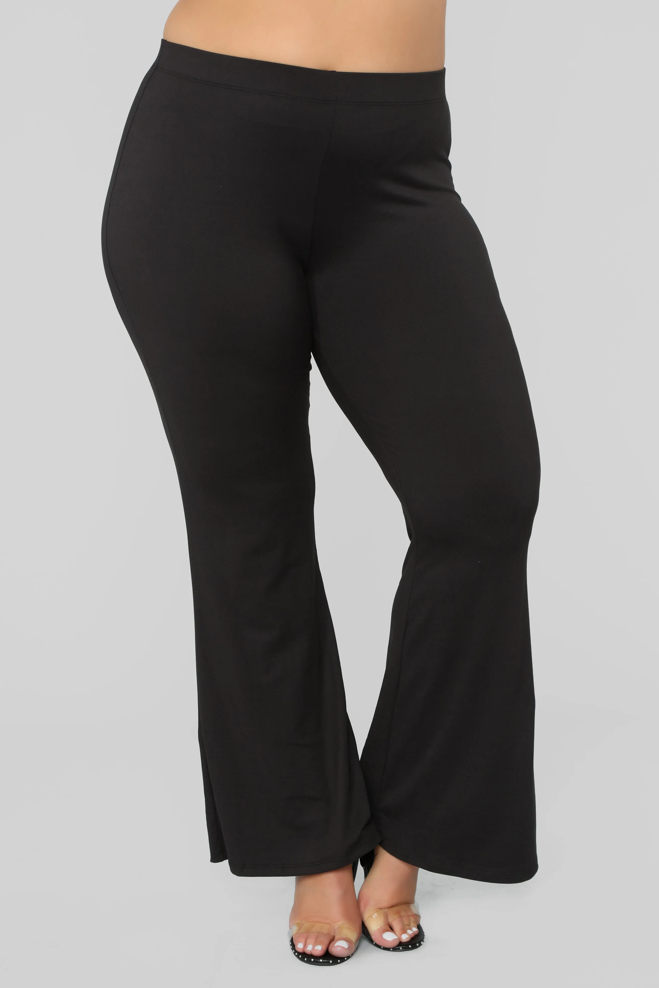 Basic Bell Bottom Pants - Black
