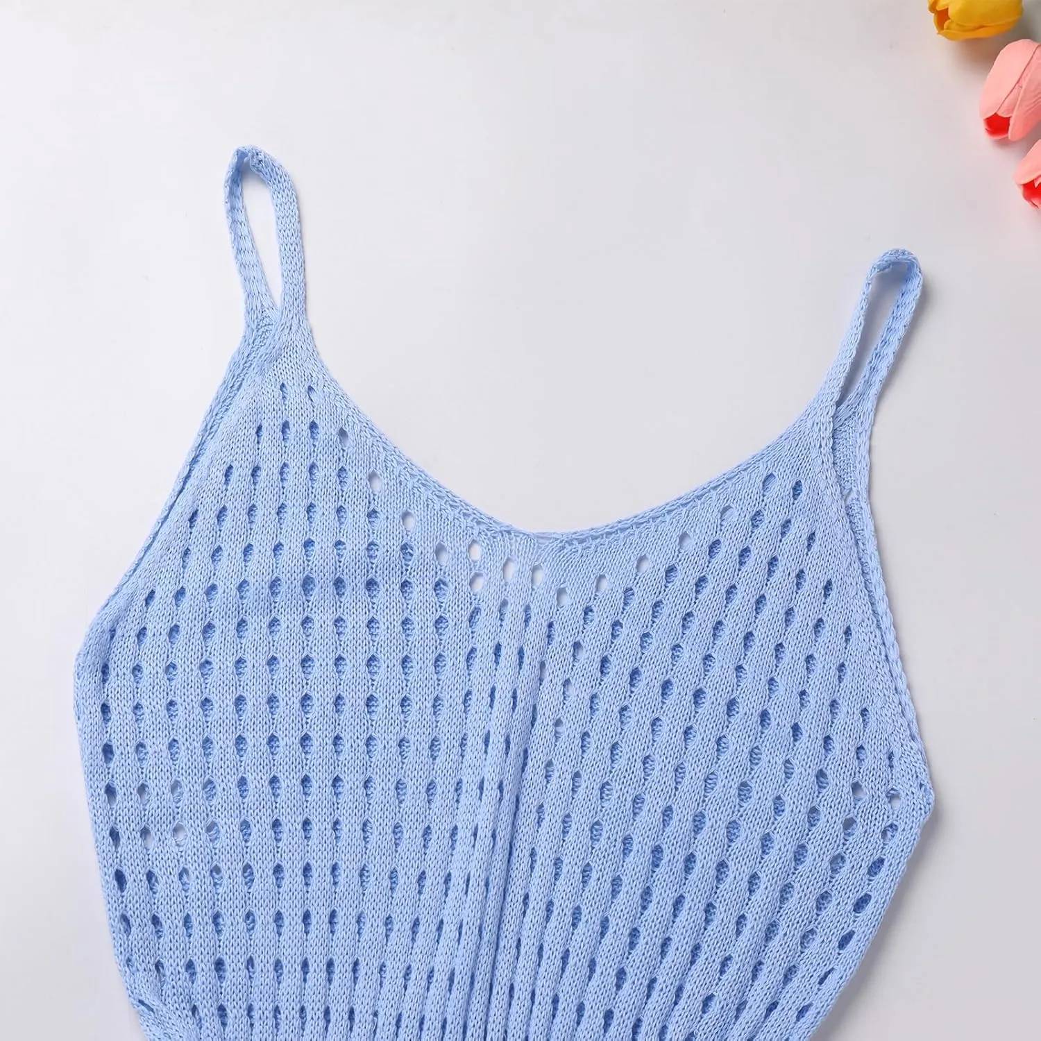 Bathing Suit Swim Cover Ups Spaghetti Strap Sundress Crochet Hollow Out Knit Cruise Outfits Beach Summer Dresses Women