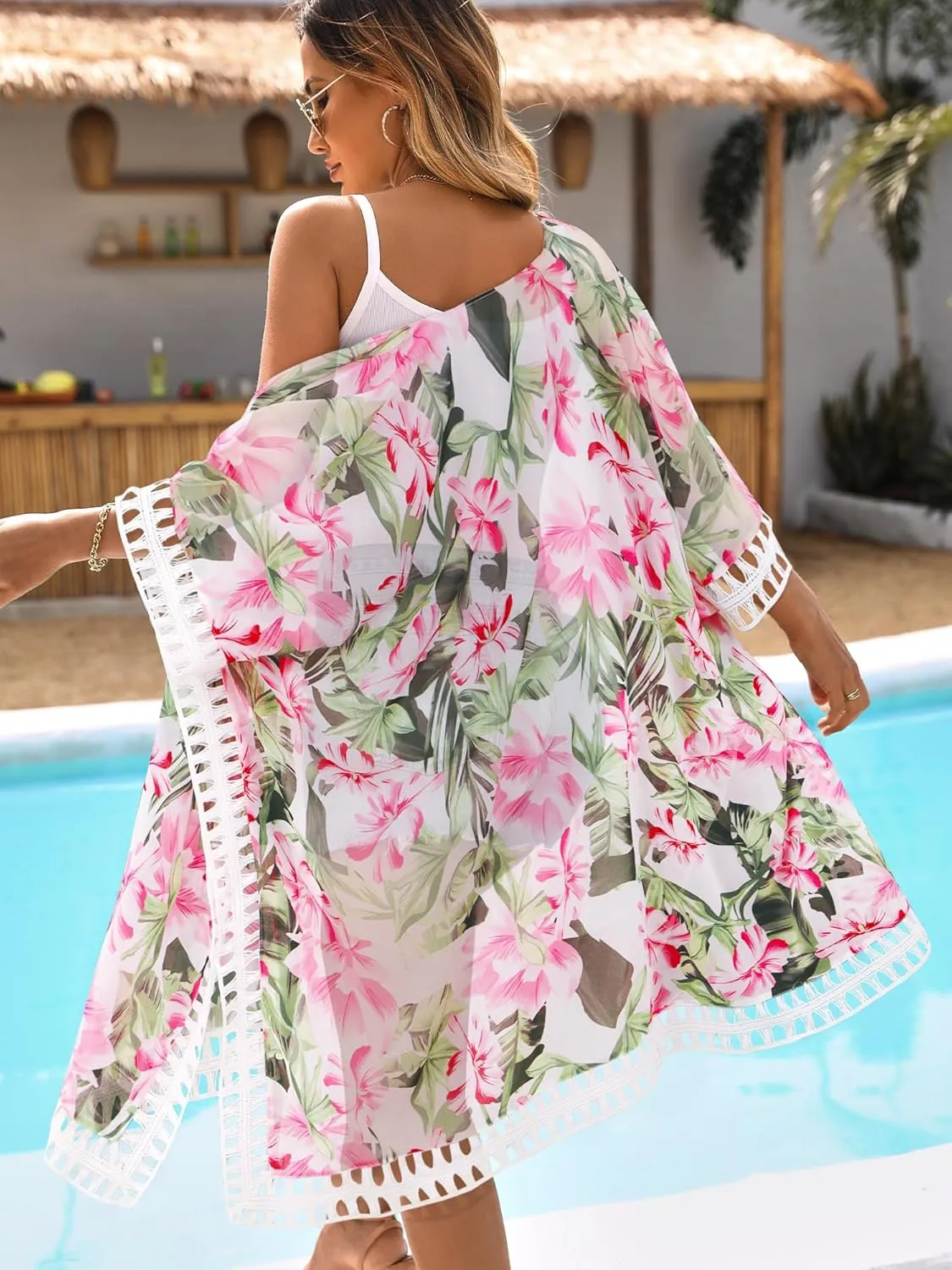 BB&KK Kimonos for Women Swimsuit Coverups Long Beach Cover Up Floral Swimwear Summer Cardigan Boho Resort Wear 2025