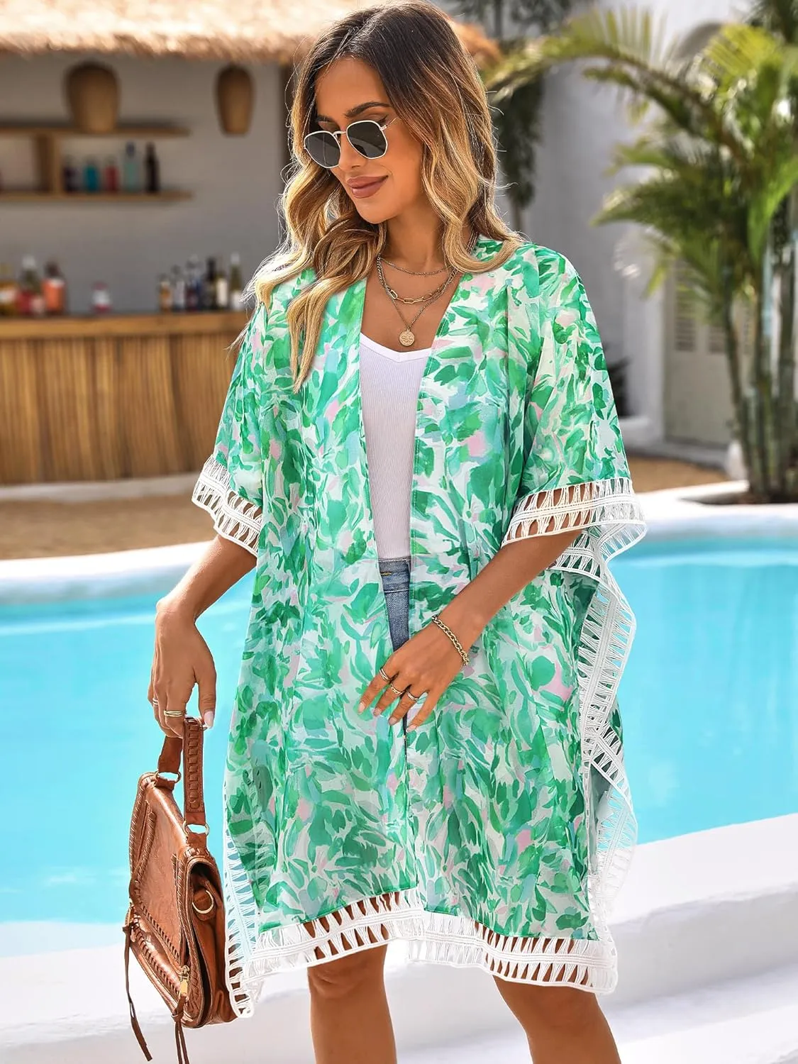 BB&KK Kimonos for Women Swimsuit Coverups Long Beach Cover Up Floral Swimwear Summer Cardigan Boho Resort Wear 2025