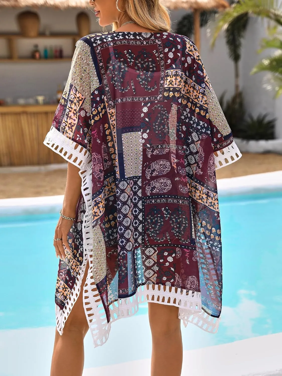 BB&KK Kimonos for Women Swimsuit Coverups Long Beach Cover Up Floral Swimwear Summer Cardigan Boho Resort Wear 2025