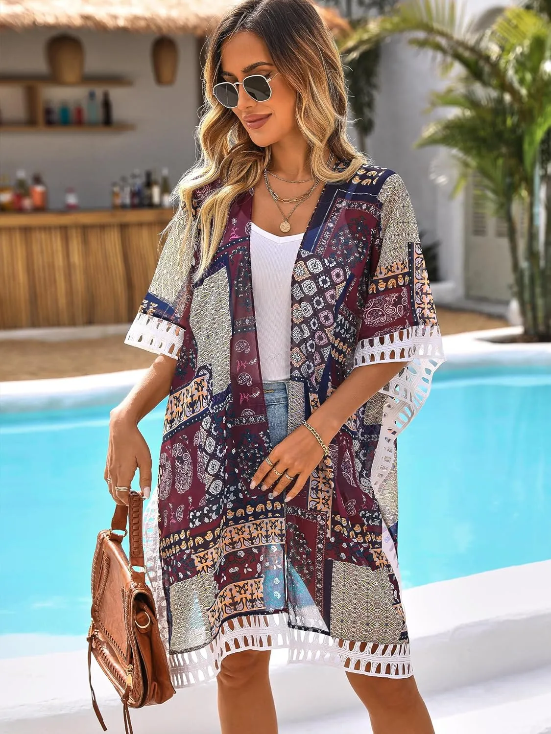 BB&KK Kimonos for Women Swimsuit Coverups Long Beach Cover Up Floral Swimwear Summer Cardigan Boho Resort Wear 2025
