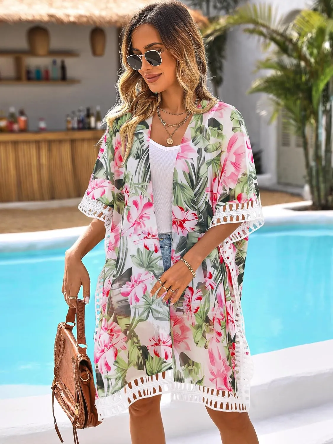 BB&KK Kimonos for Women Swimsuit Coverups Long Beach Cover Up Floral Swimwear Summer Cardigan Boho Resort Wear 2025
