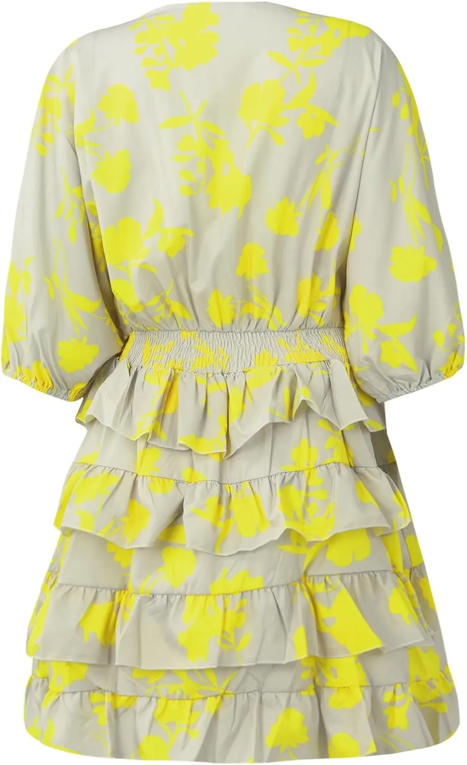 Beach Dresses for Women Vacation Short Batwing Sleeve V Neck Summer Trendy Dress Ruffle Boho Mini Sundress