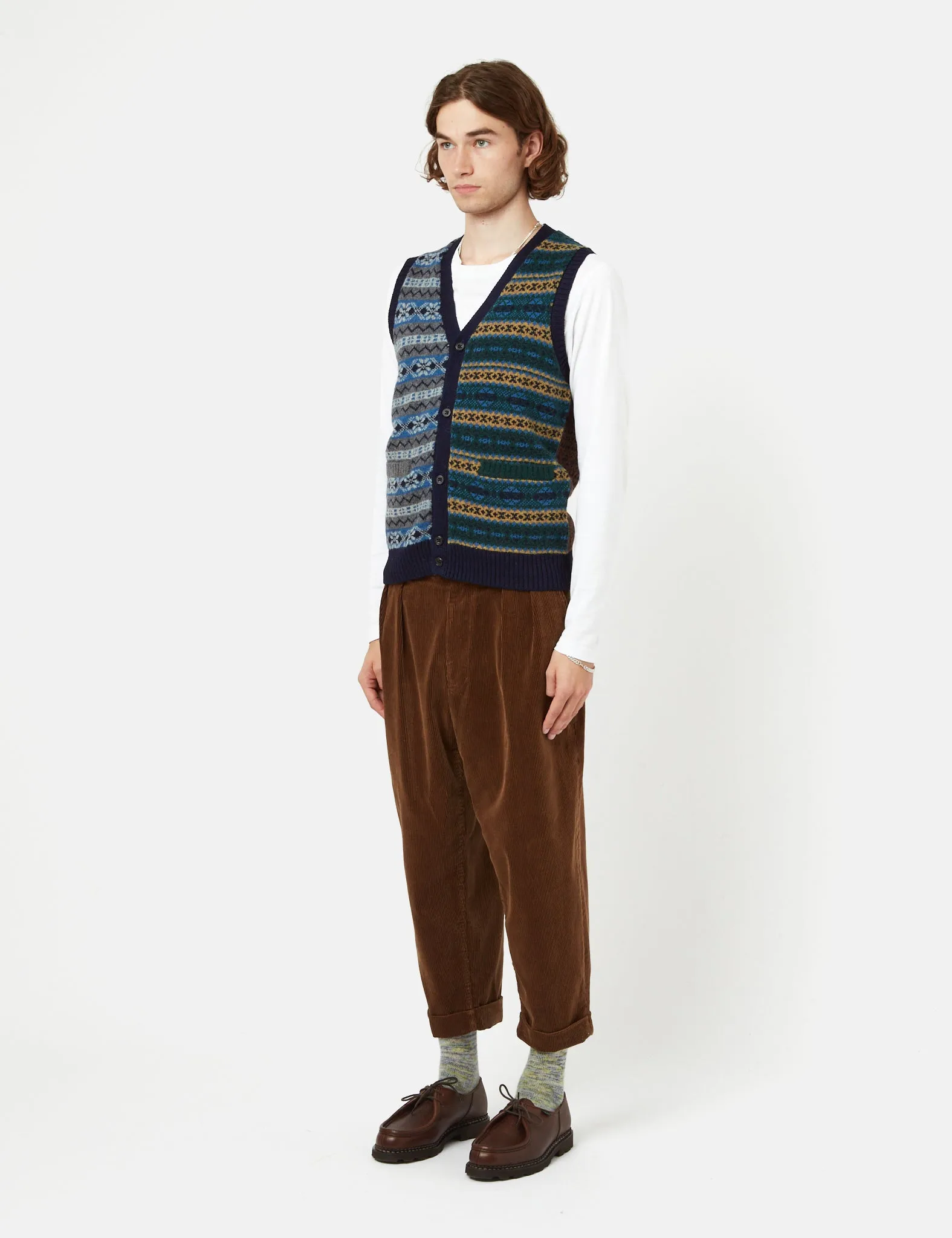 Beams Plus 2 Pleat Corduroy Pants - Golden Brown
