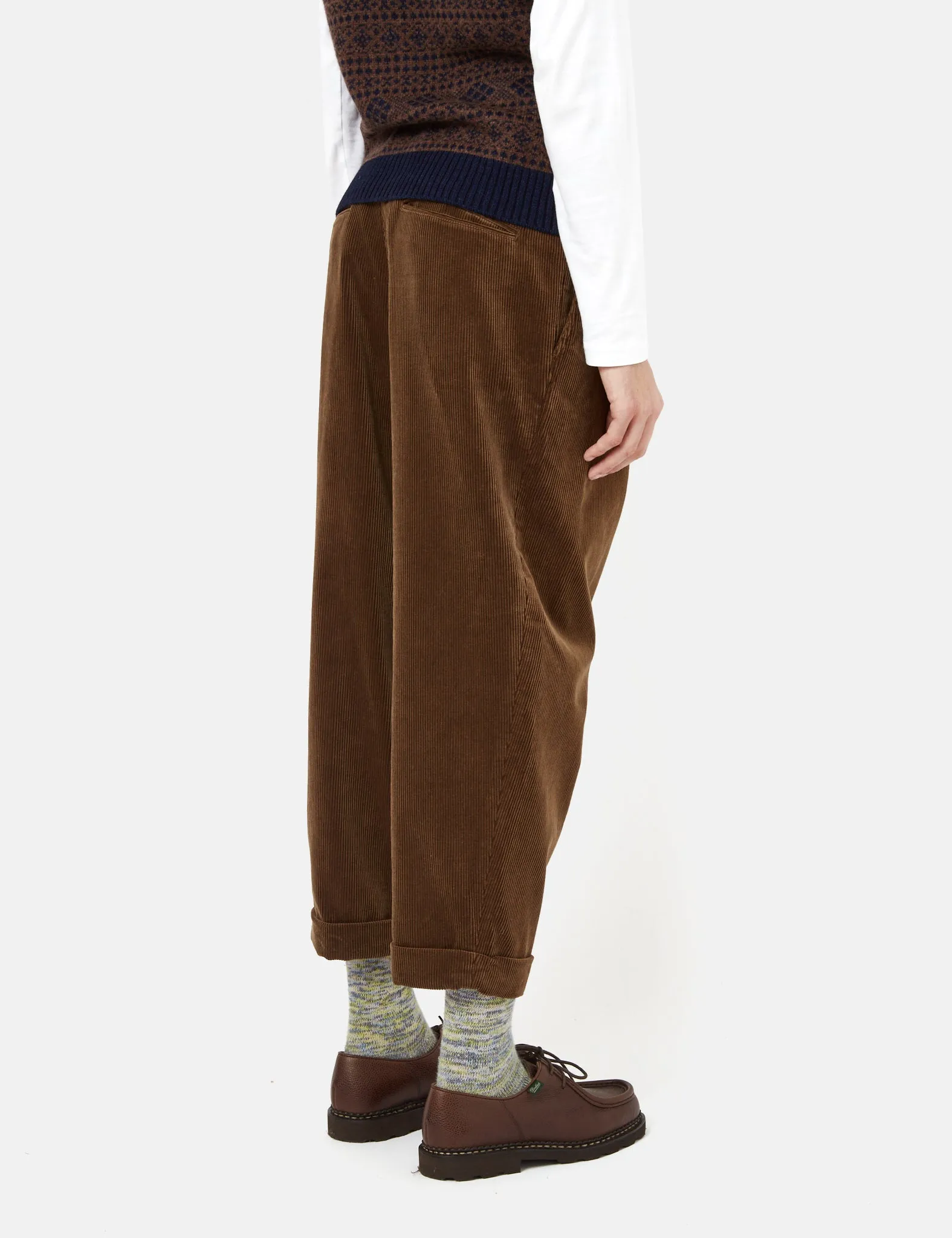 Beams Plus 2 Pleat Corduroy Pants - Golden Brown