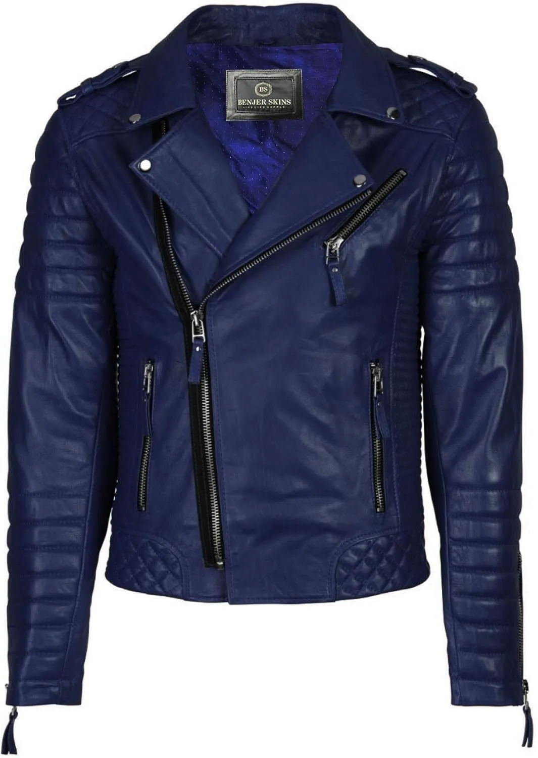 Benjer Skins Genuine Lambskin Leather Jackets For Men - Motorcycle Biker Leather Jacket Men BO 104