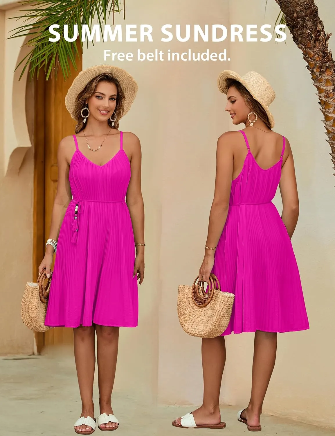 Blooming Jelly Womens Swimsuit Coverup Bathing Suit Cover Ups Beach Dress Spaghetti Strap Pleated Swimwear