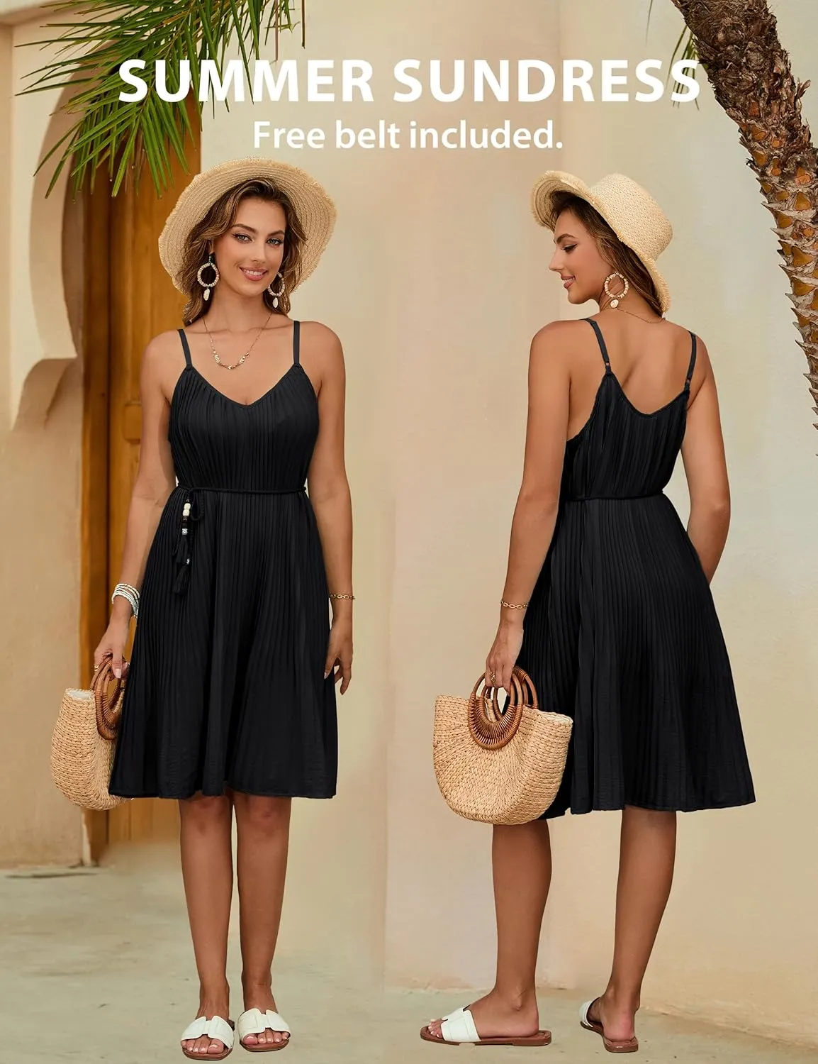Blooming Jelly Womens Swimsuit Coverup Bathing Suit Cover Ups Beach Dress Spaghetti Strap Pleated Swimwear