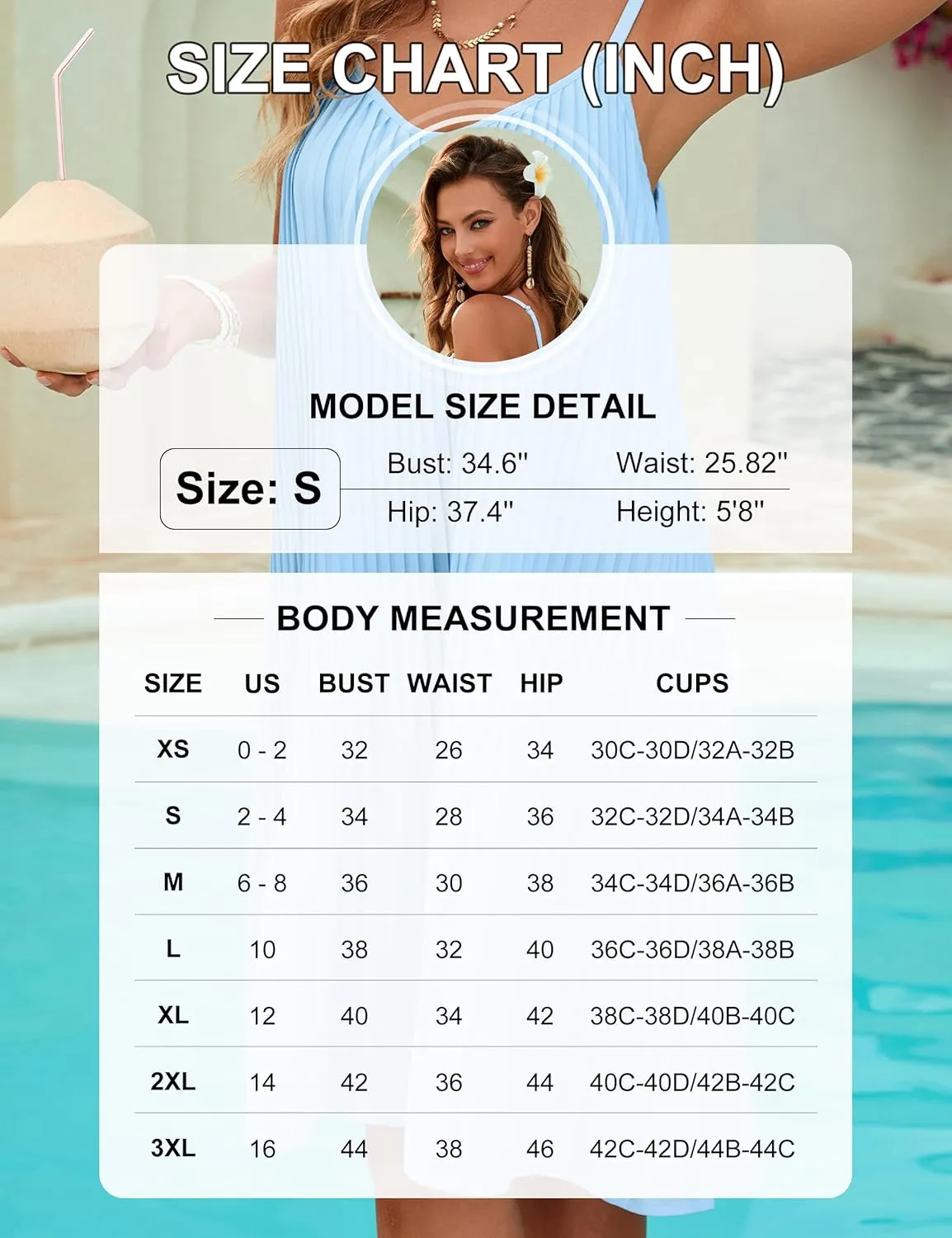 Blooming Jelly Womens Swimsuit Coverup Bathing Suit Cover Ups Beach Dress Spaghetti Strap Pleated Swimwear