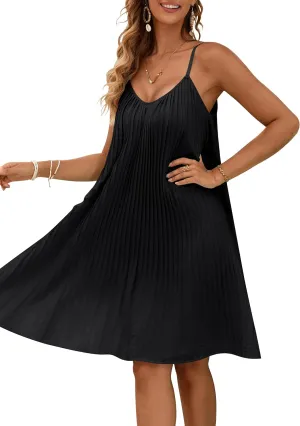 Blooming Jelly Womens Swimsuit Coverup Bathing Suit Cover Ups Beach Dress Spaghetti Strap Pleated Swimwear