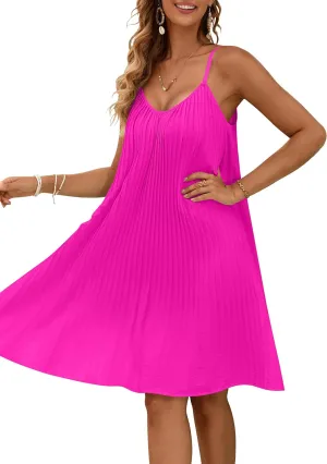 Blooming Jelly Womens Swimsuit Coverup Bathing Suit Cover Ups Beach Dress Spaghetti Strap Pleated Swimwear