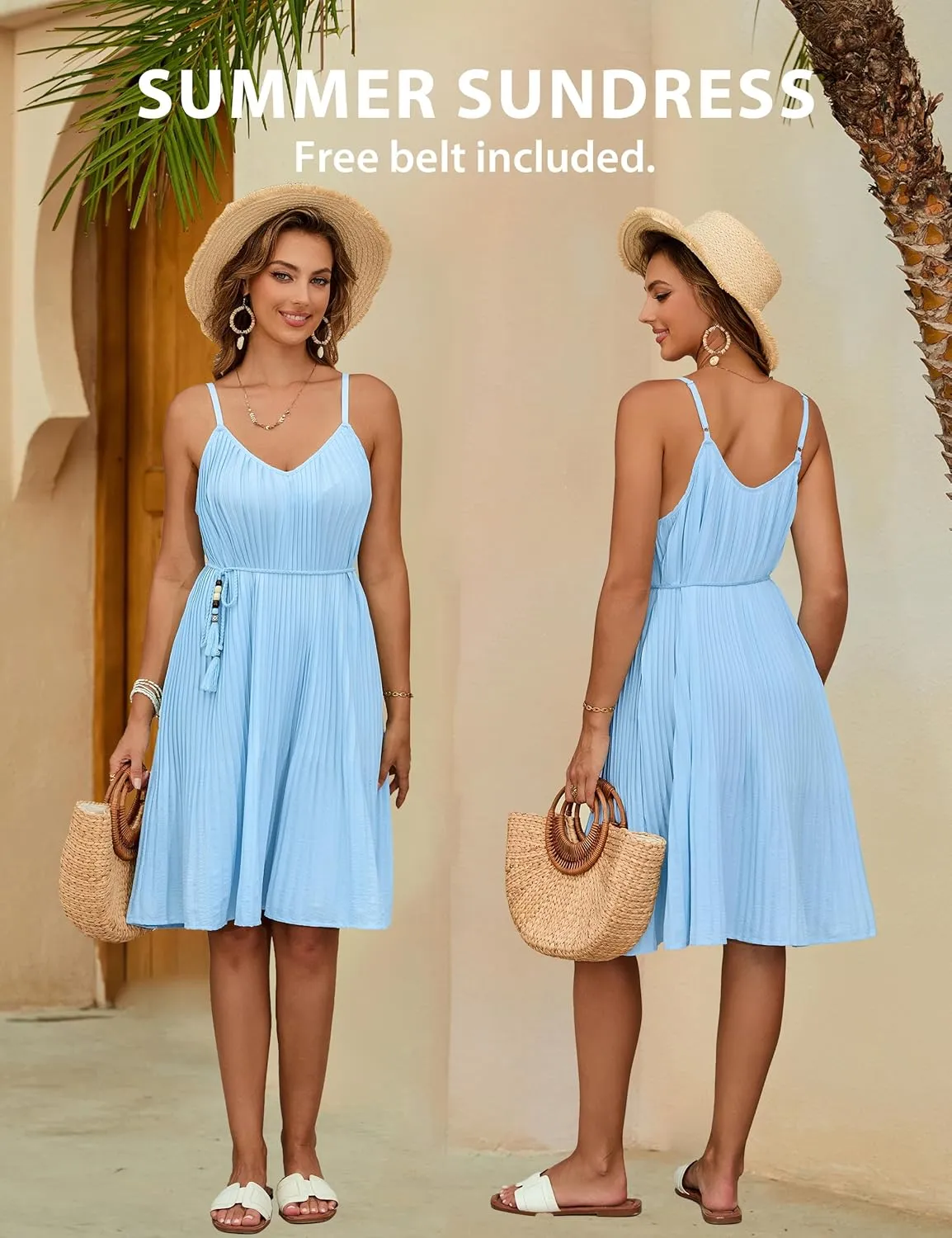 Blooming Jelly Womens Swimsuit Coverup Bathing Suit Cover Ups Beach Dress Spaghetti Strap Pleated Swimwear