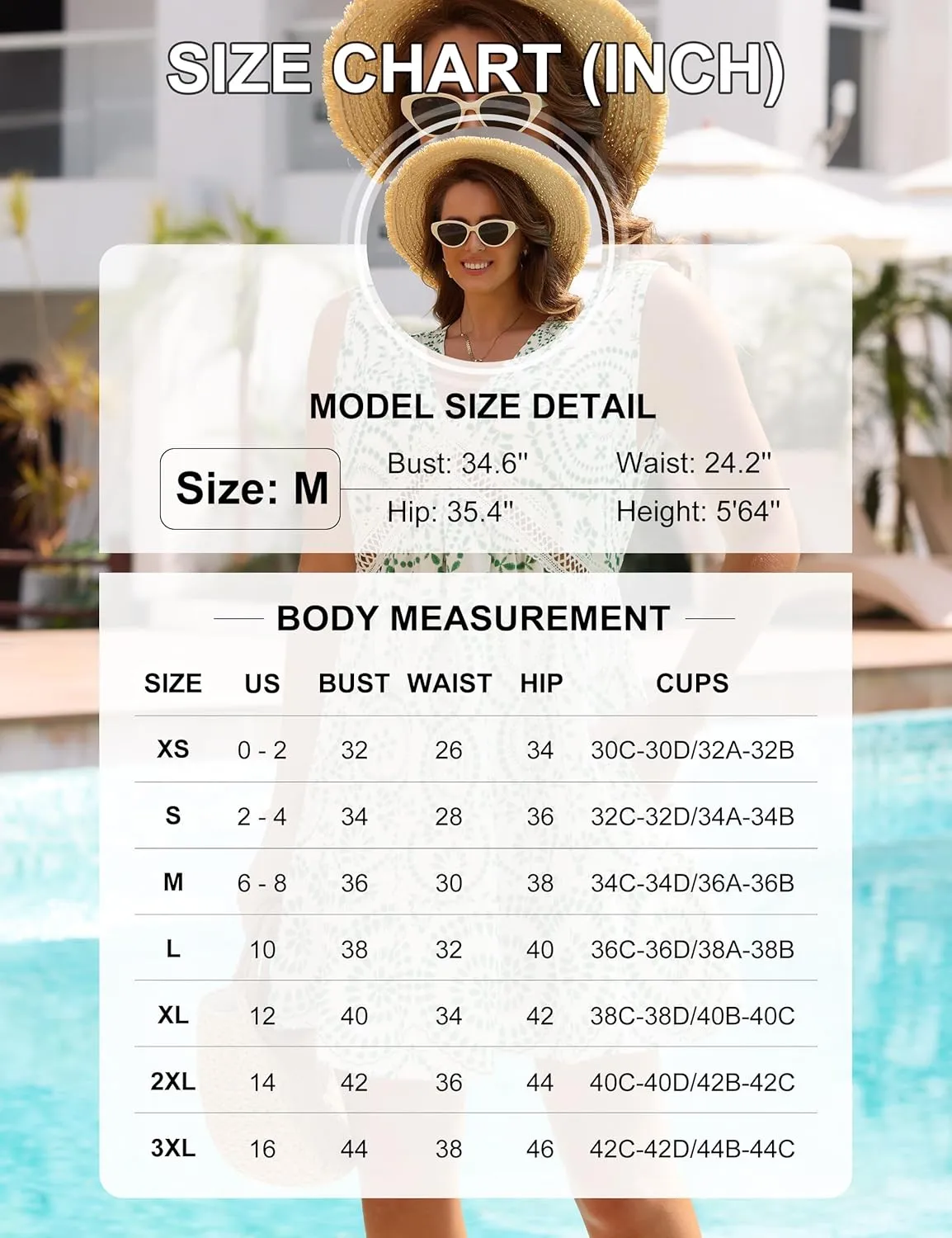 Blooming Jelly Womens Swimsuit Coverup Swimwear Bathing Suit Cover Up Floral Lace Boho Beach Dress with Pockets