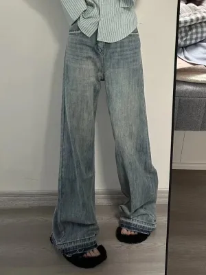 Blue Distressed Y2K Denim Women Harajuku Oversize Retro Loose Pant