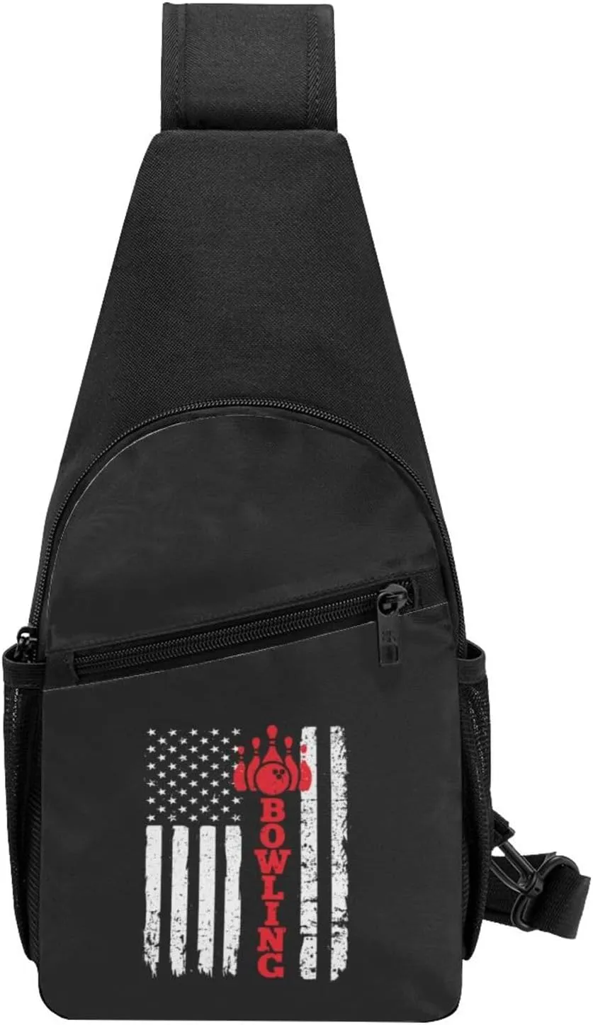 Bowling American Flag Adjustable Fanny Pack Waist Bag For Travel Sports