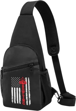 Bowling American Flag Adjustable Fanny Pack Waist Bag For Travel Sports