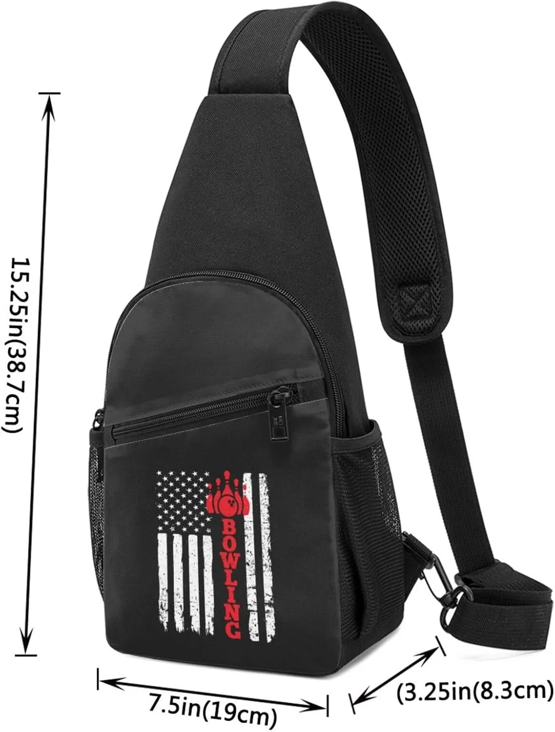 Bowling American Flag Adjustable Fanny Pack Waist Bag For Travel Sports