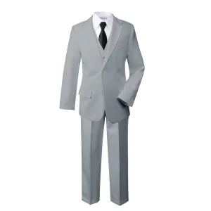 Boys' Grey Modern Fit Suit Set