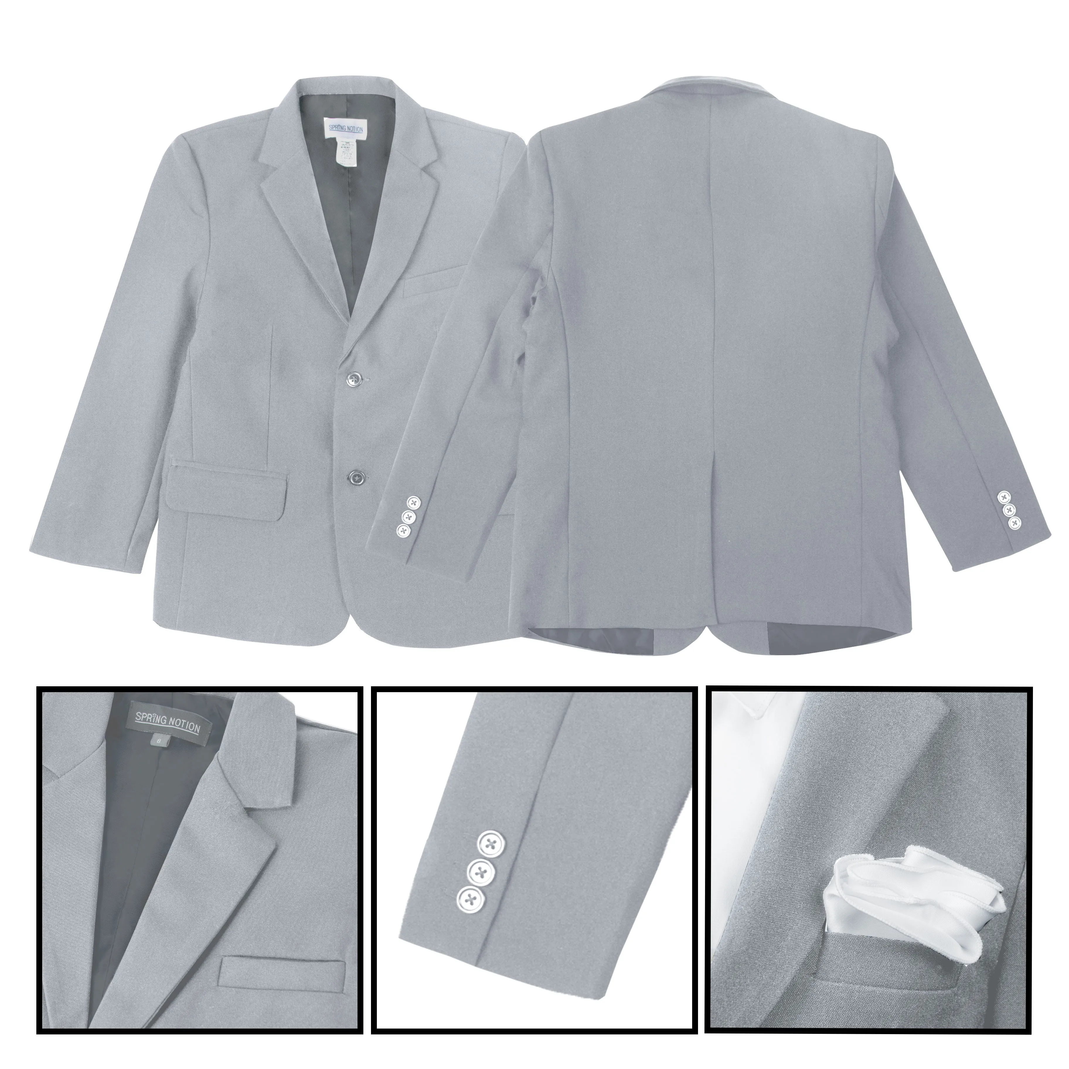 Boys' Grey Modern Fit Suit Set