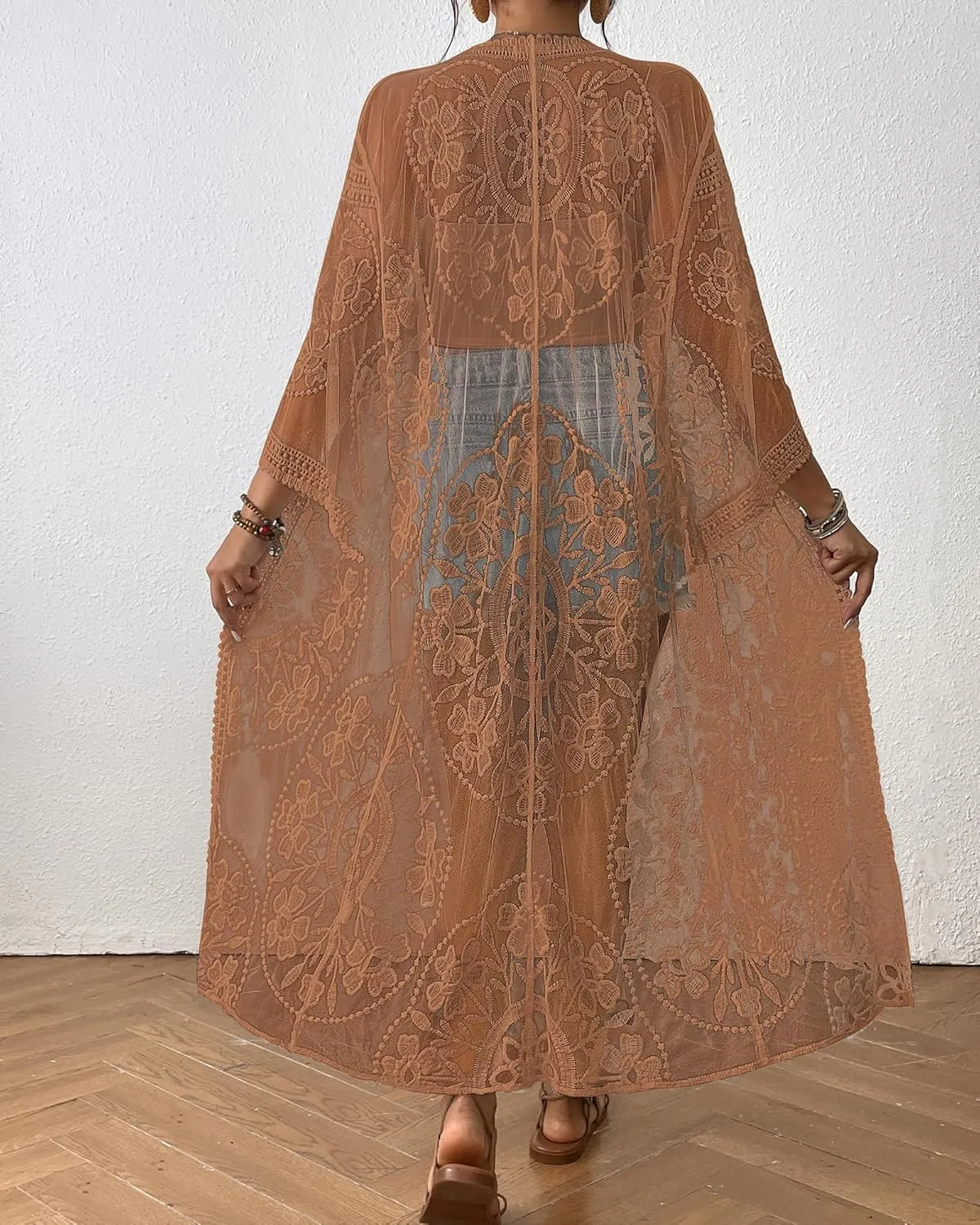 Bsubseach Kimonos for Women Lace Sexy Swimsuit Cover Ups Open Front Beach Robe Summer Cardigan