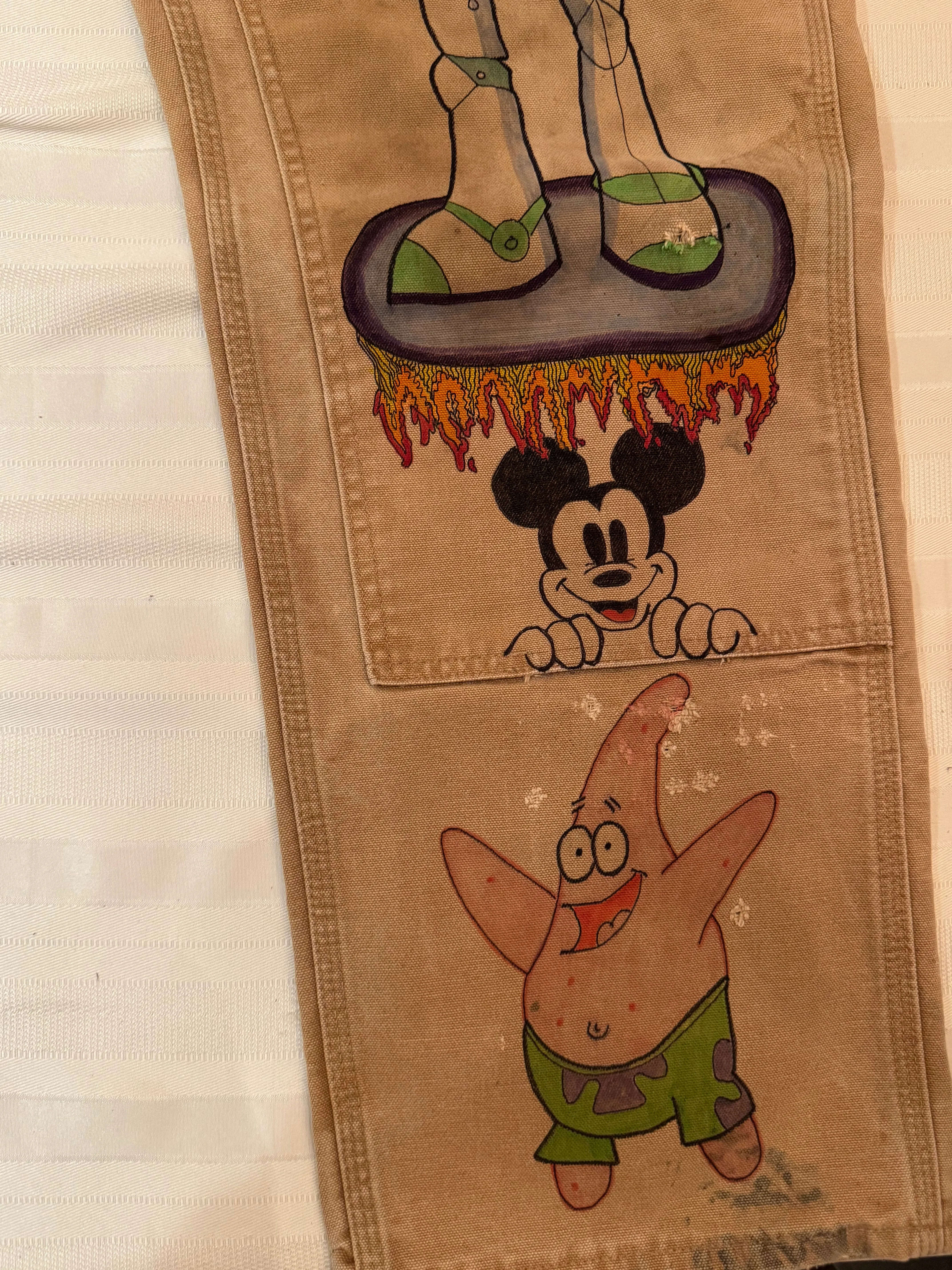 Buzz Lightyear 36x28 Vintage one of a kind hand drawn cartoon double knee Carhartt pants