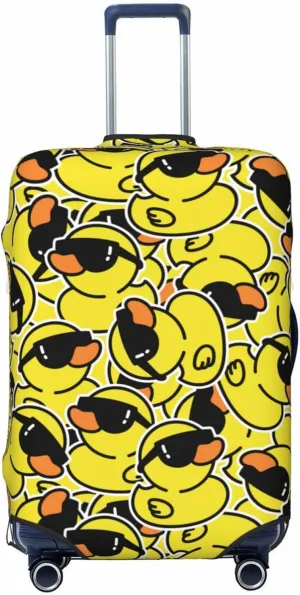 Cartoon Rubber Duck With Sunglasses Luggage Suitcase Covers Elastic Washable Funny Duck Luggage Protector Travel Suitcase Protective Cover For Kid And Adult, L (Fit 25-28 Inch Luggage)