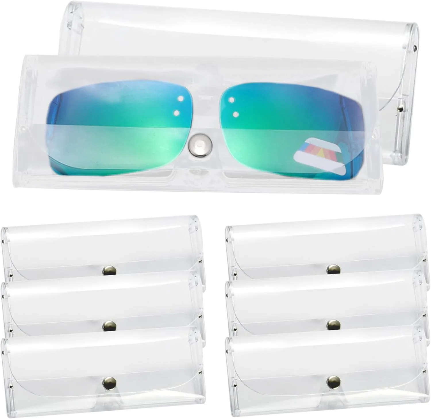 Clear Glasses Case 8Pcs Glasses Pouch Case with Button Portable Transparent Plastic Glasses Protective Case for Men and Women,Glasses Case, Glasses Pouch, Clear Glasses Cases, Sunglasses Bag