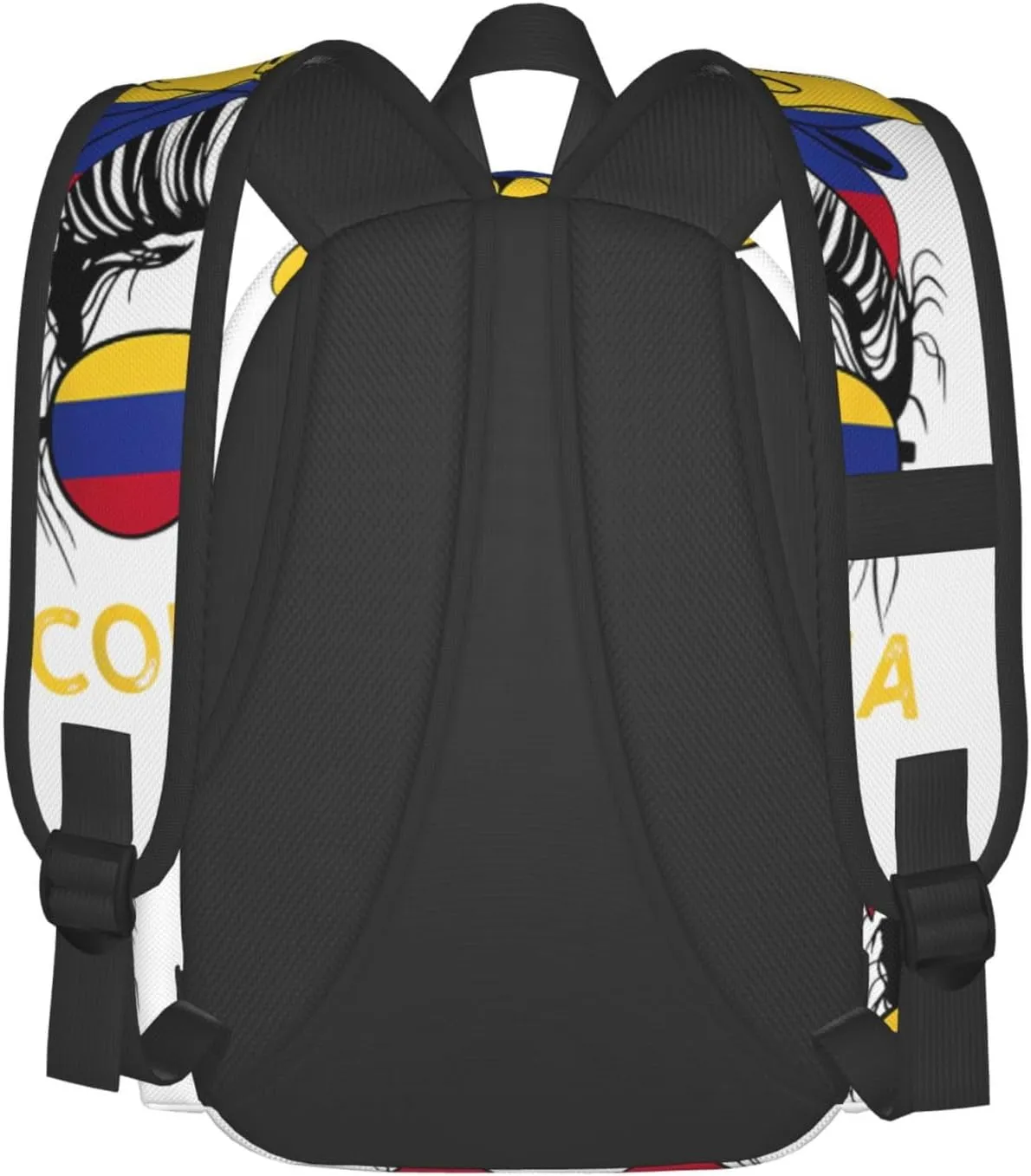 Colombian Woman Messy Hair Sunglasses Colombia Flag Laptop Commuter Backpack Shoulder Bag Casual Back Pack Daypack Bags With Side Pockets For Work Travel Daily Use