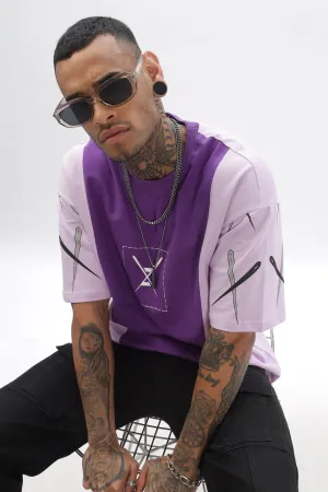 CrossBlock  Purple & Lavender Dropshoulder Tee