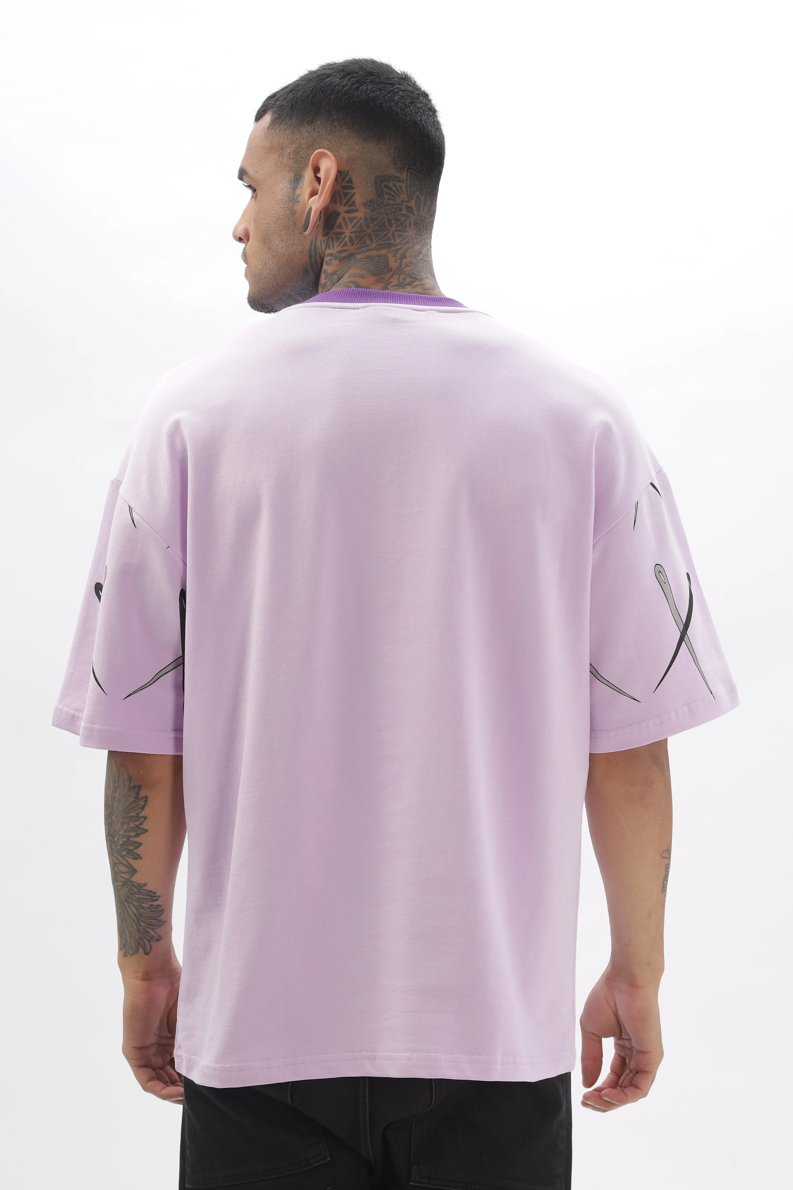CrossBlock  Purple & Lavender Dropshoulder Tee