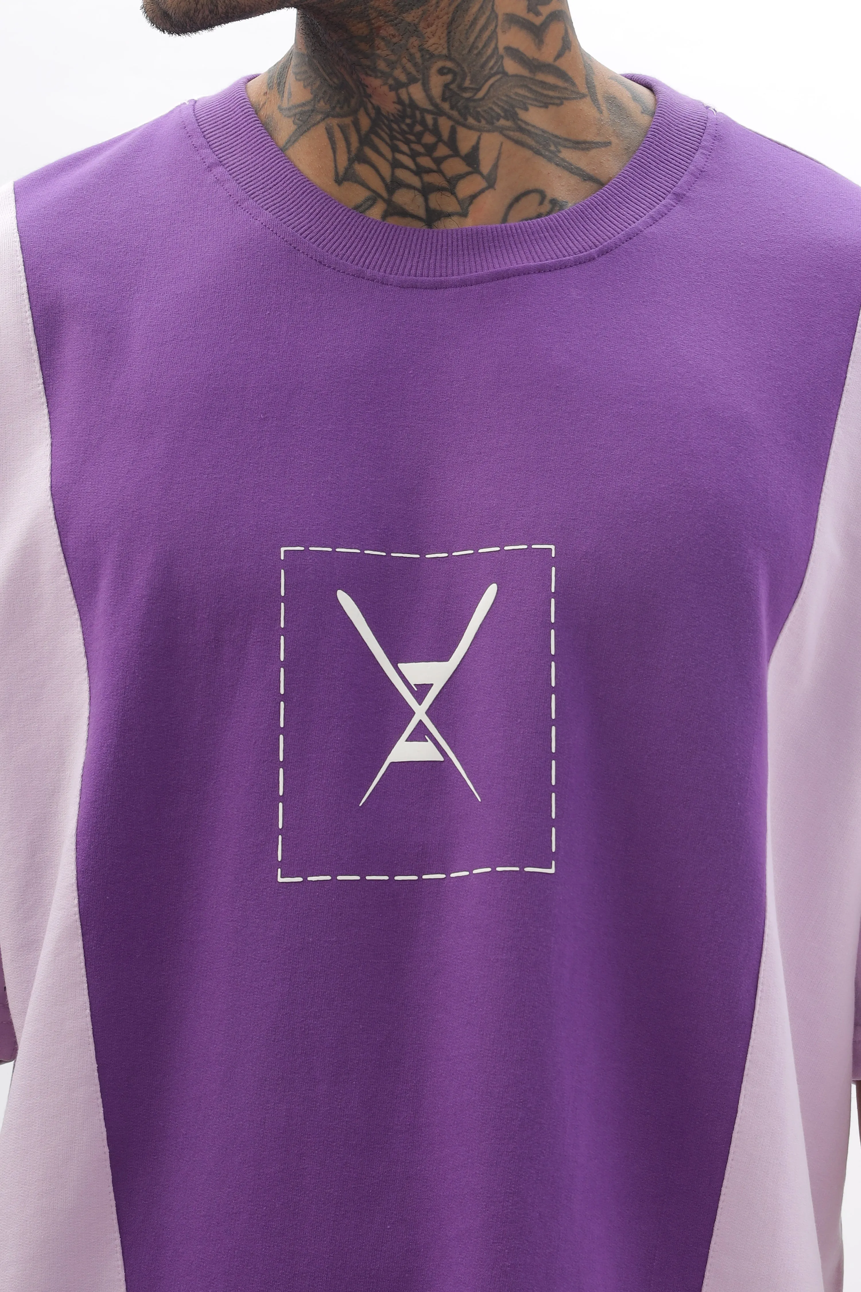 CrossBlock  Purple & Lavender Dropshoulder Tee