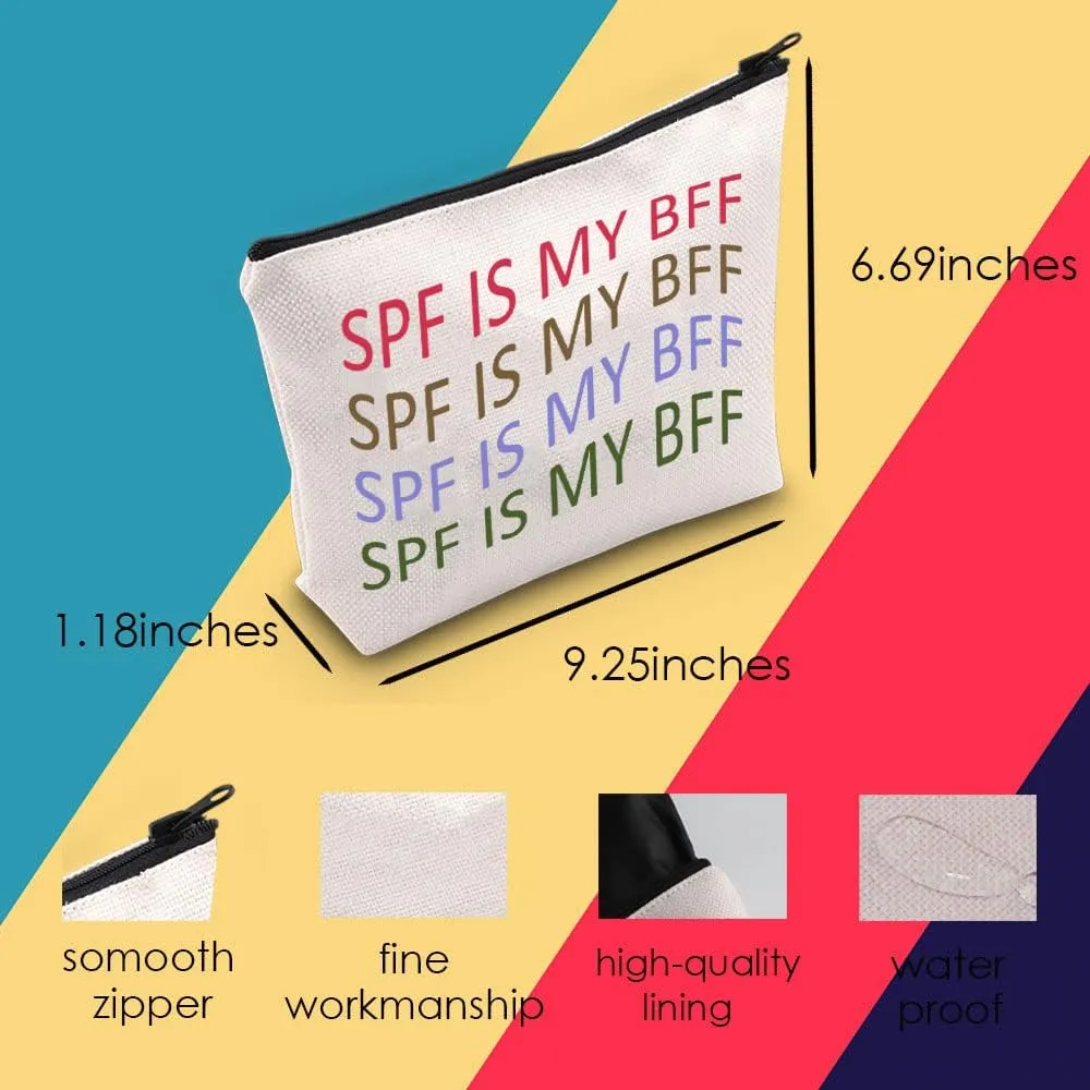 Dermatologist Cosmetic Bag Dermatology Student Graduation Gift SPF Is My BFF Makeup Zipper Pouch for Skin Doctor Dermatology Nurse (SPF)