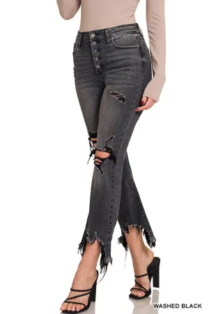Distressed Black Denim Pants